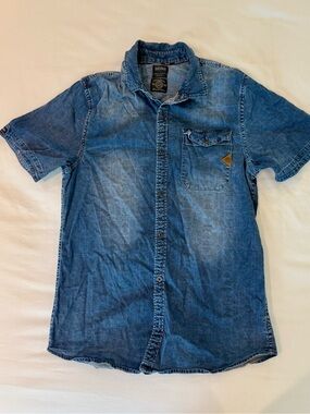 Buffalo David Bitton Short Sleeve Denim Button-Down Shirt - Blue